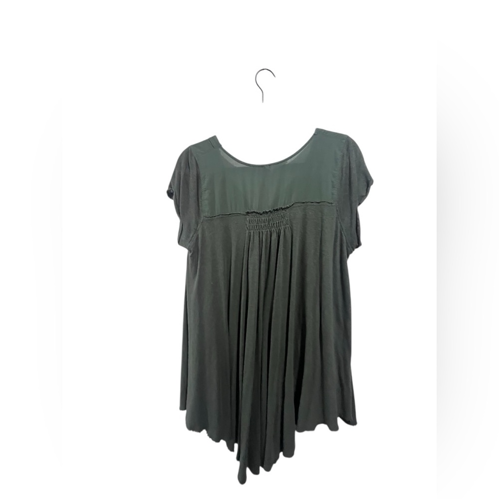 Free People Highland High Low Oversized Slouchy Tee Button Front Green Size S - Picture 5 of 8